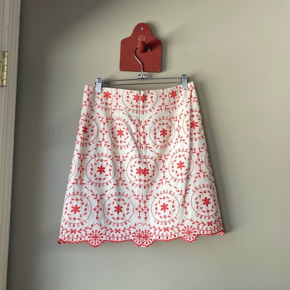 Loft Floral Orange Embroidered Mini Skirt 4 - Picture 4 of 7
